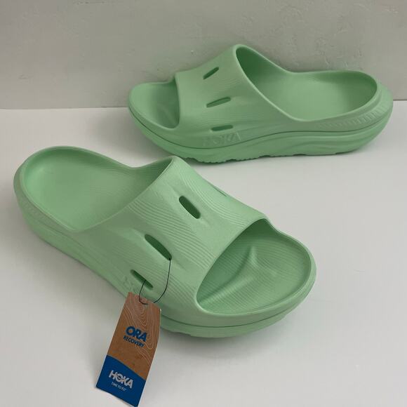 Hoka Ora Recovery Slide 3 Sandals Chunky Comfort Unisex in Lime Glow W12/M10 NWT - Picture 1 of 12